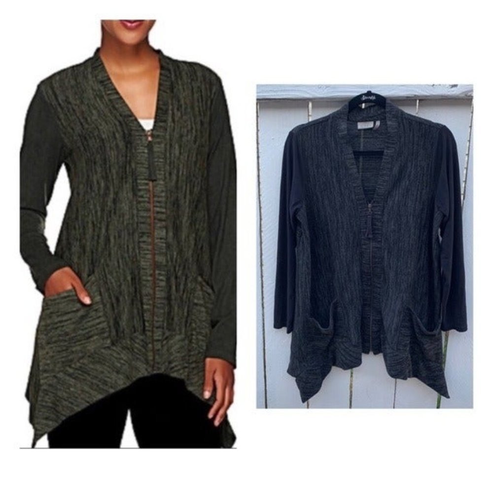 LOGO by Goldstein Grey/Black ZipUp Cardigan Jacket